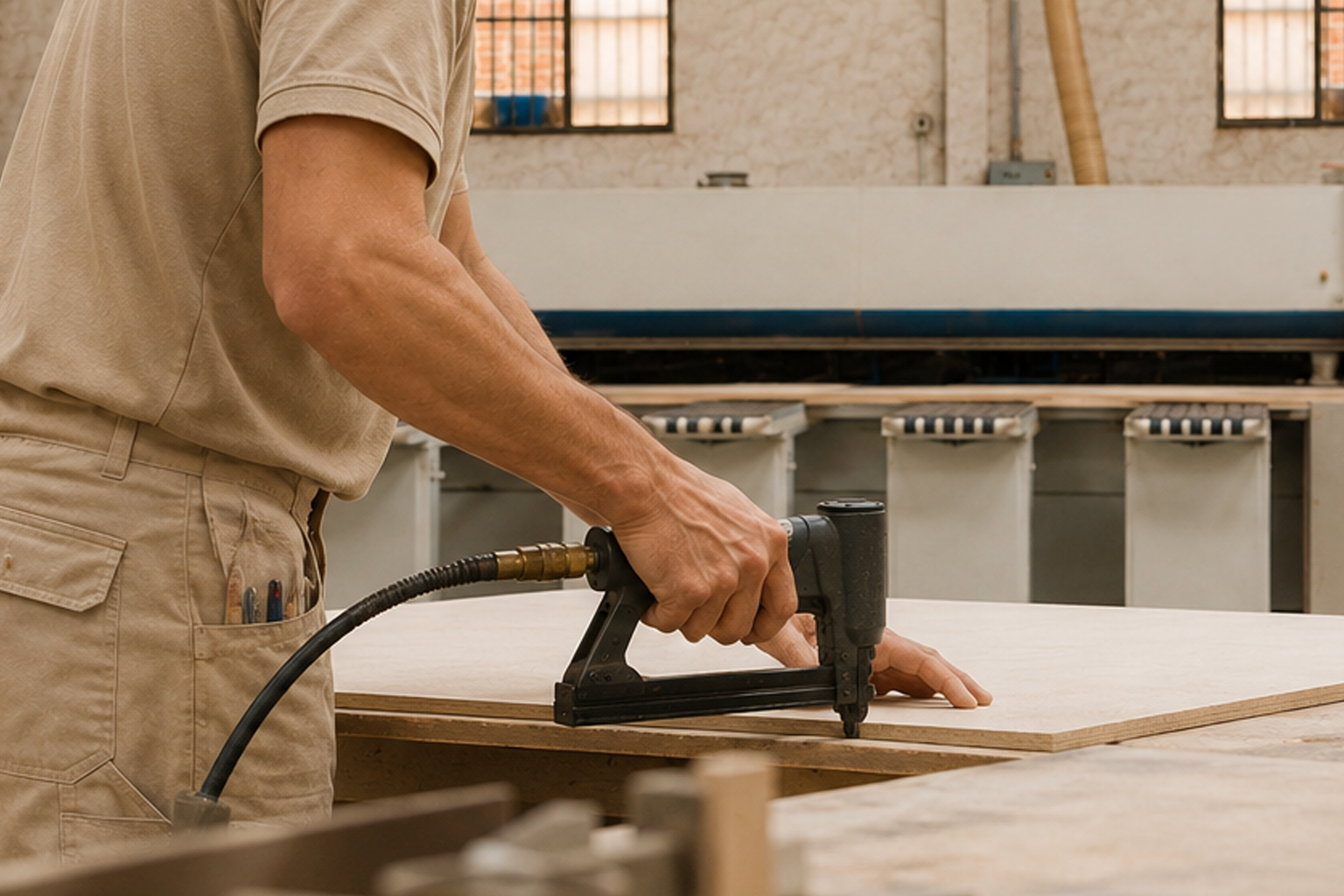 Corte de tablero en el taller de Standea